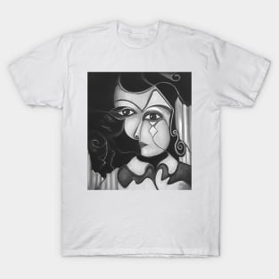 Modern art painting black & white |  woman's Portrait T-Shirt